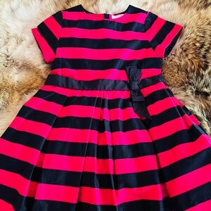 Stunning Jacadi pink and black striped party dress Size 5
